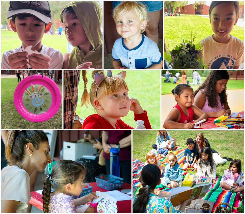 Scenes of children engaged in craft-making at Rancho Los Alamitos