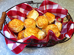 Biscuits in a Basket with Checkered Cloth